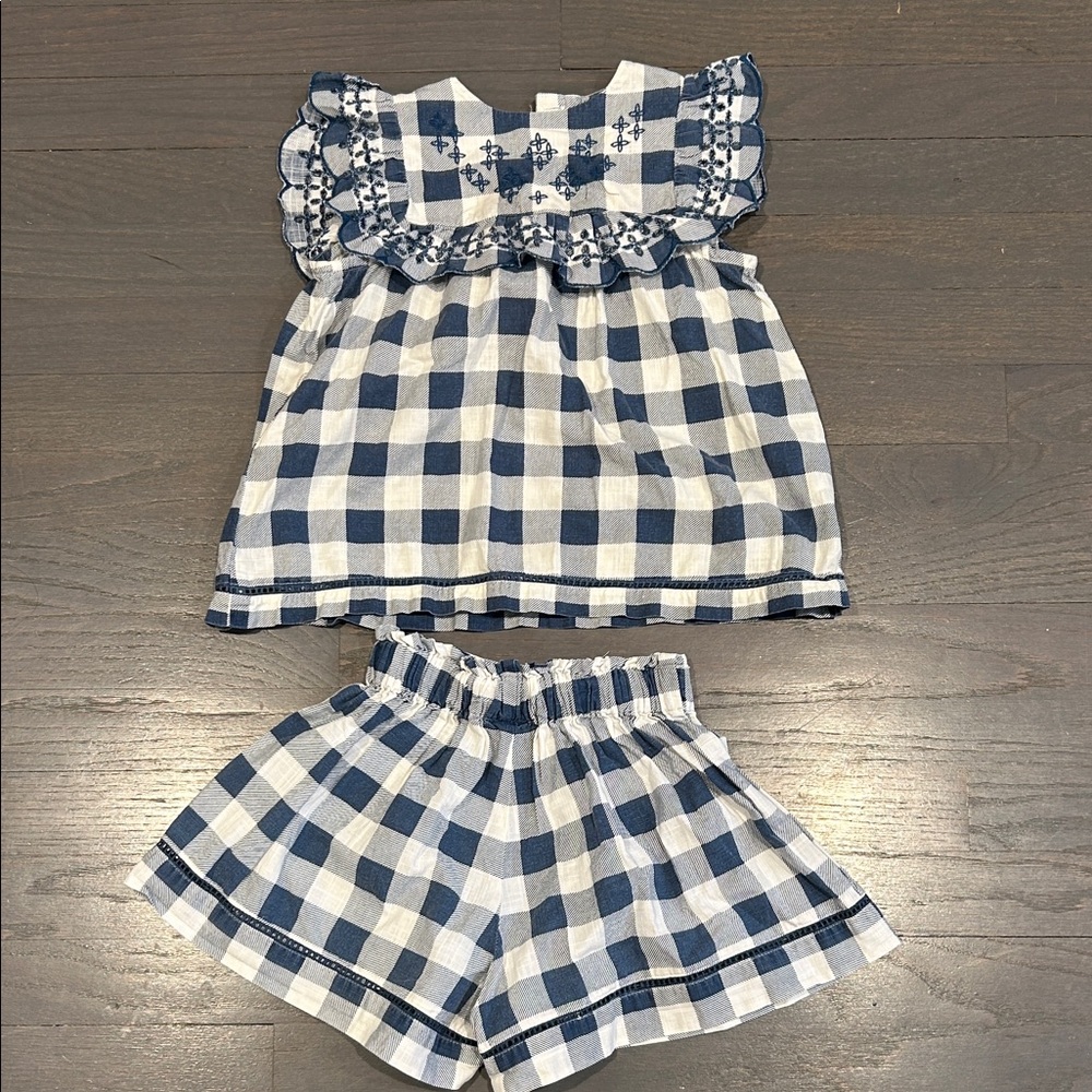 Blue and White Checkered Kids Matching Set y.